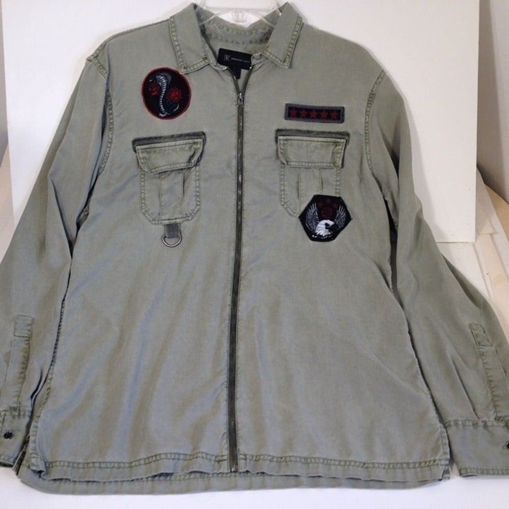 Inc International Concepts Full Zip Up Womens Jacket w/ Patches & Pockets Size L